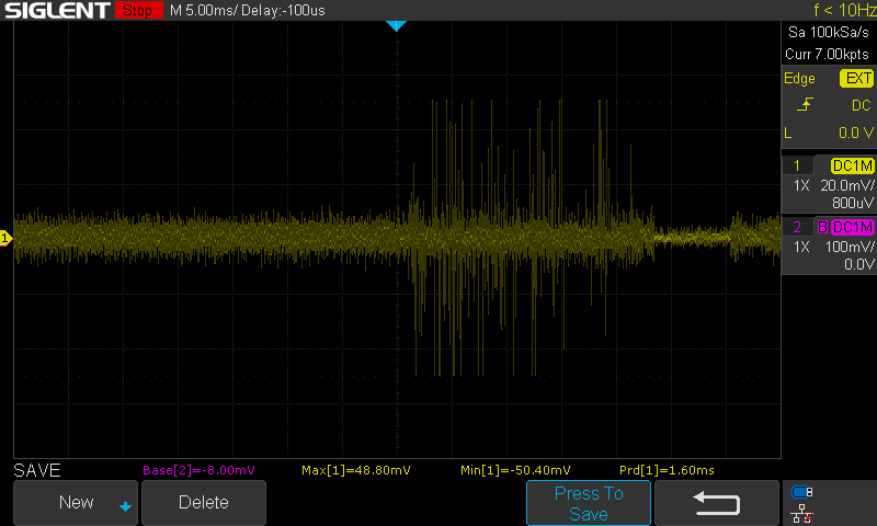Hall Effect Sensor 1, initial signal